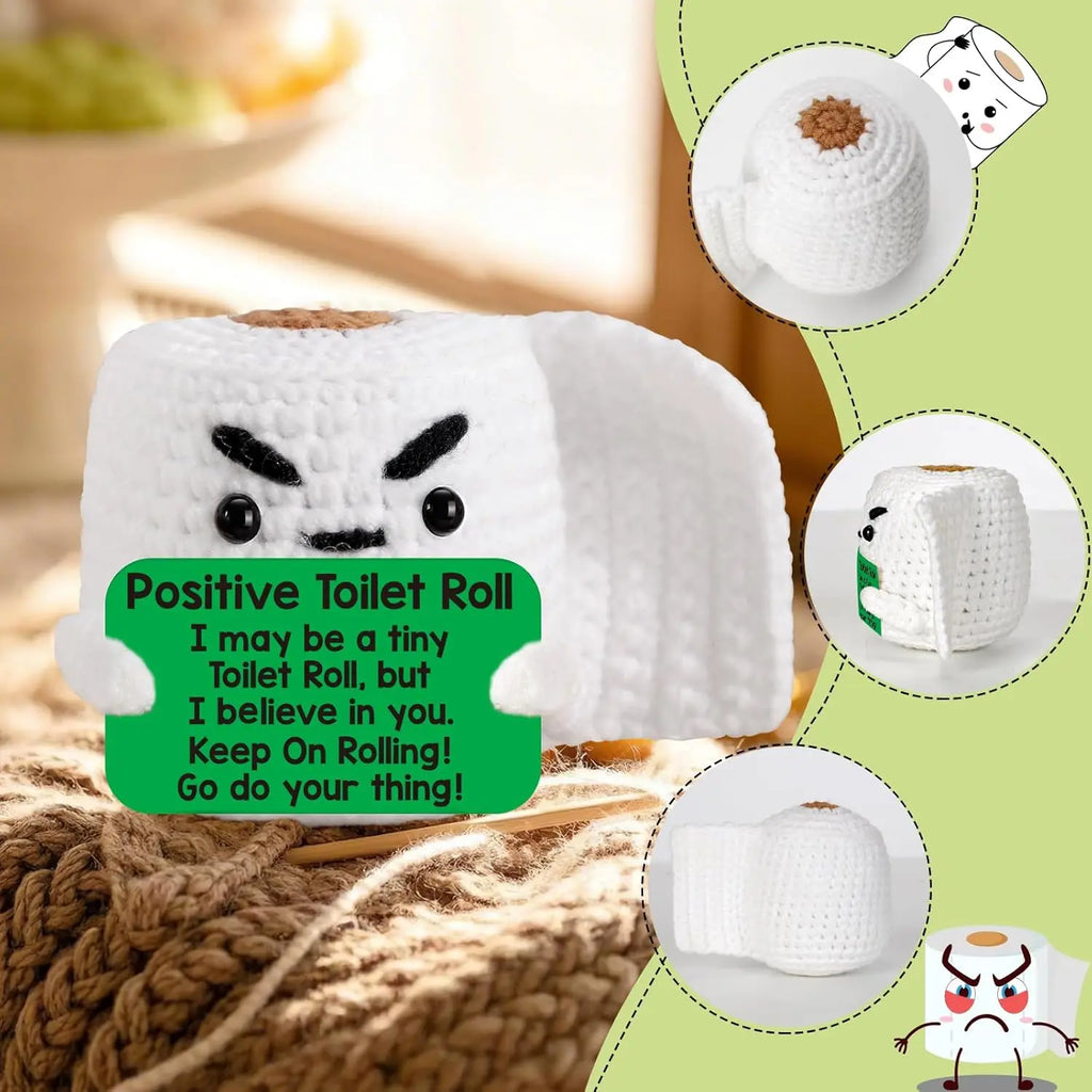 Positive Energy Pocket Hug Crochet Doll, Mini Handmade Knitted Plush Potato Turtle Vegetable Duck Funny Support Gift with Card