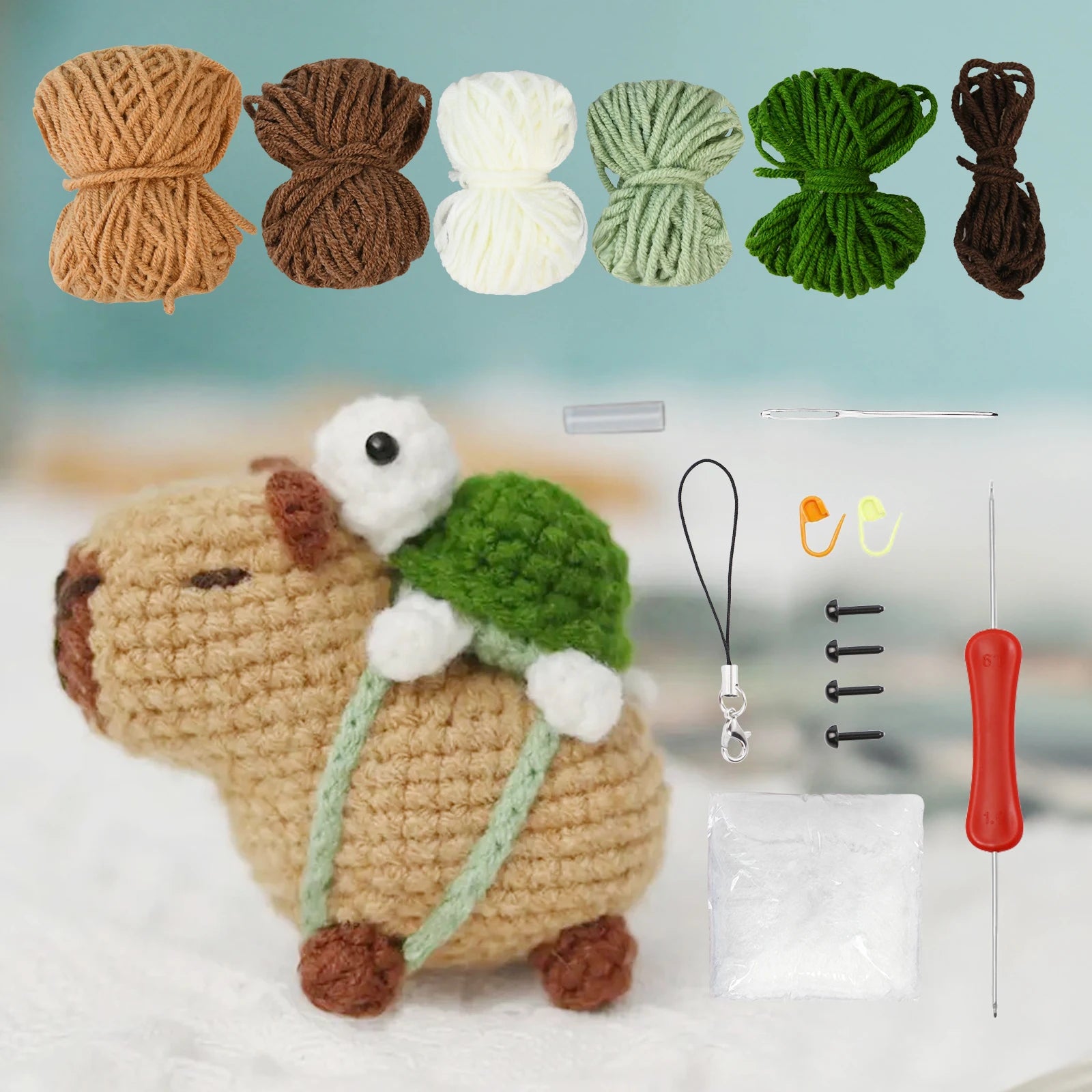 Capybara crochet Kit, Cute Animal Crochet Kit set, Christmas Gift, Crochet kit for Beginners, Crochet Kit for craft lovers