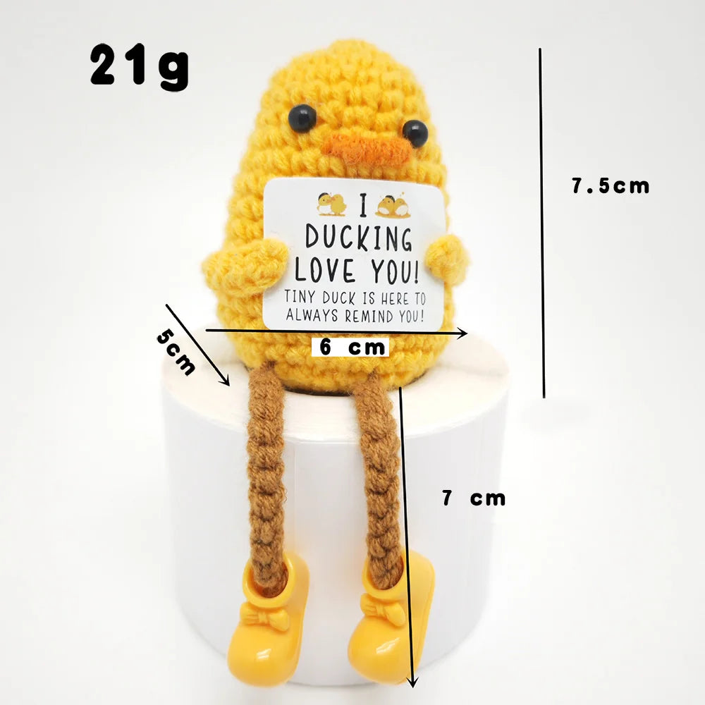 Positive Energy Pocket Hug Crochet Doll, Mini Handmade Knitted Plush Potato Turtle Vegetable Duck Funny Support Gift with Card