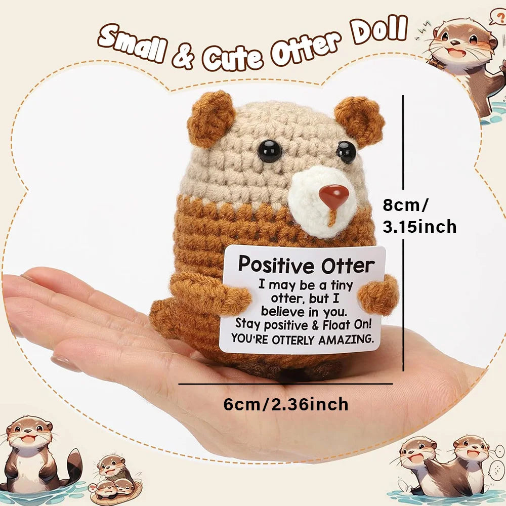 Positive Energy Pocket Hug Crochet Doll, Mini Handmade Knitted Plush Potato Turtle Vegetable Duck Funny Support Gift with Card