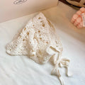 Fashion Knitted Headscarf Hat French Vintage Flower Triangle Headscarf Hat Handmade Crochet Headband Retro Flower Headscarf