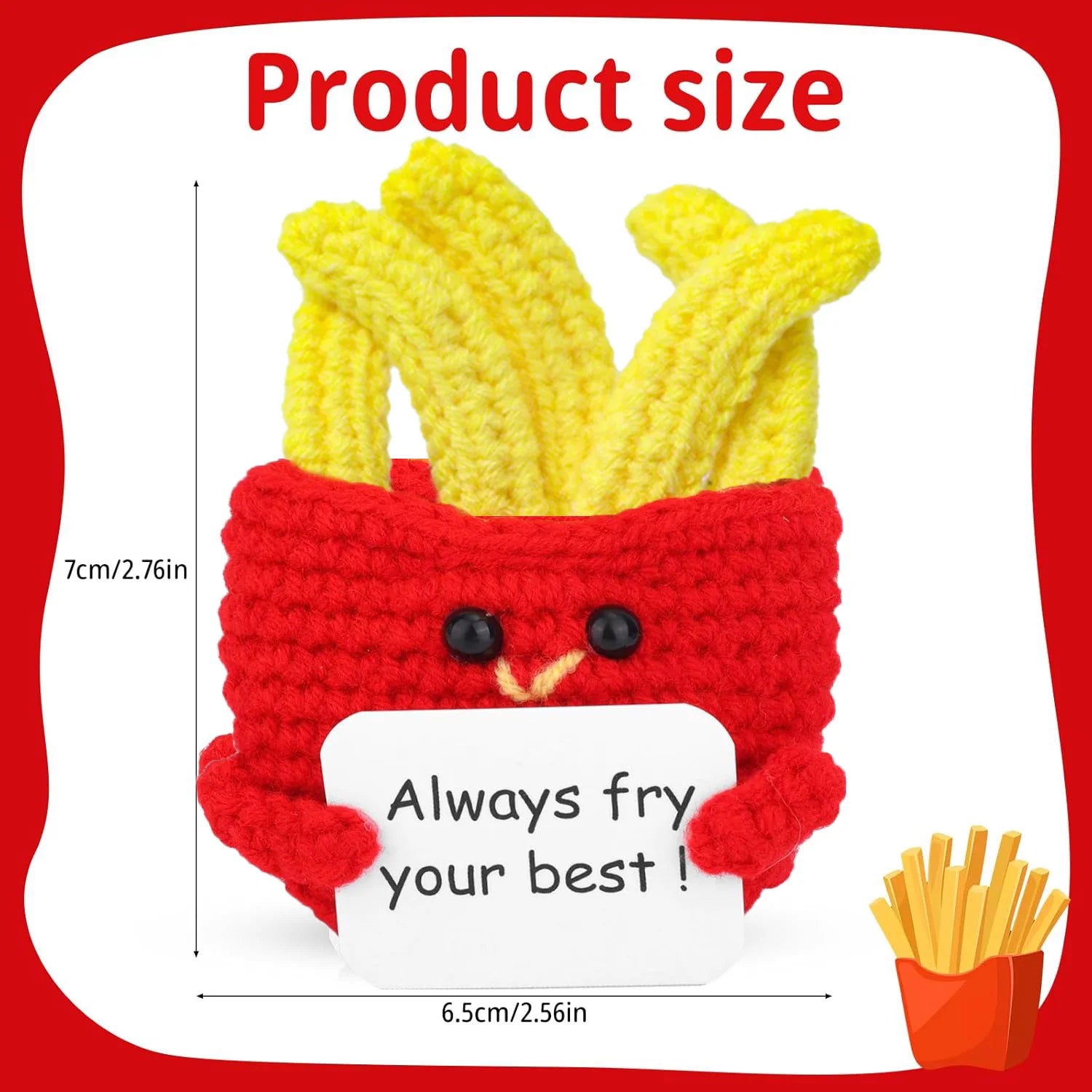 Positive Energy Pocket Hug Crochet Doll, Mini Handmade Knitted Plush Potato Turtle Vegetable Duck Funny Support Gift with Card