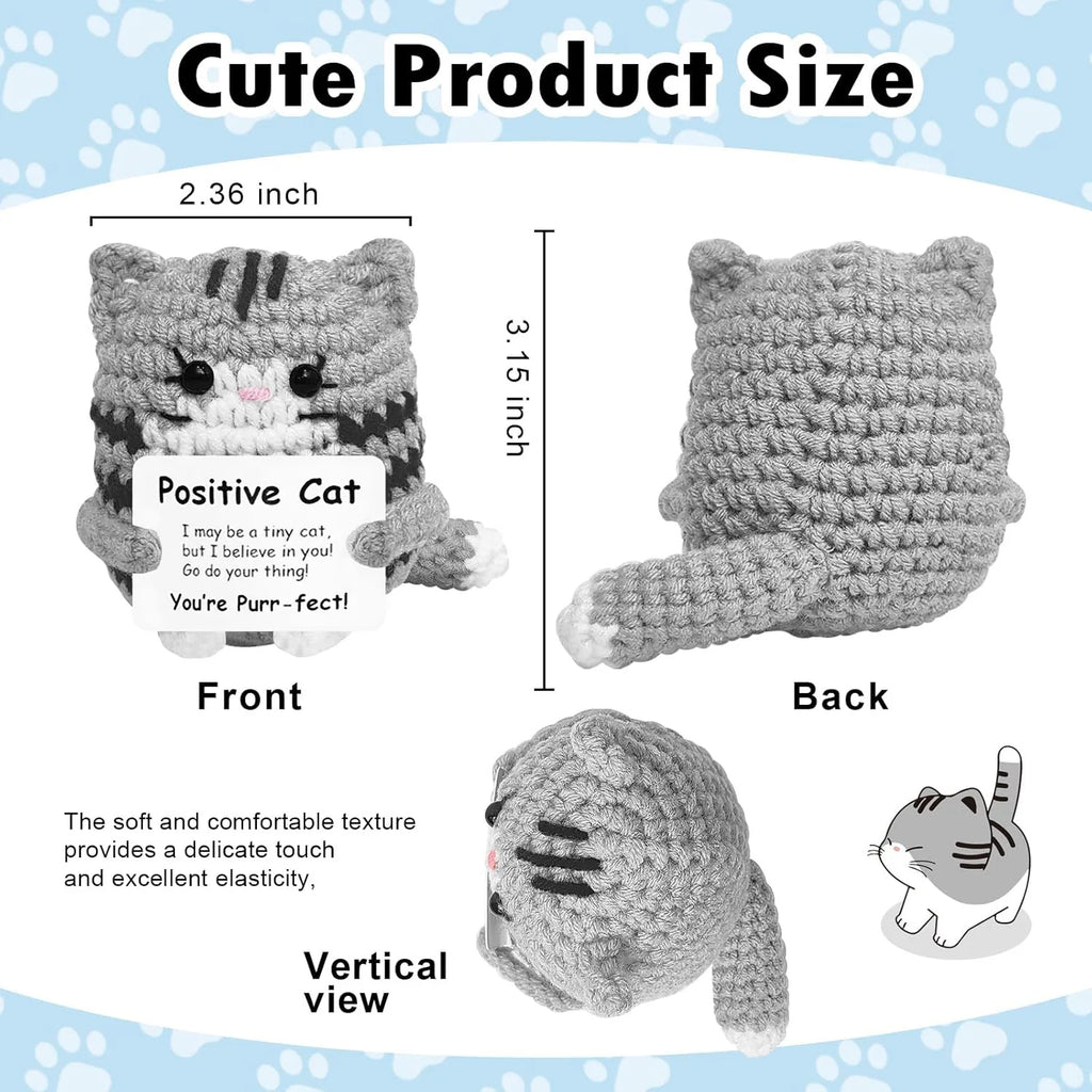 Positive Energy Pocket Hug Crochet Doll, Mini Handmade Knitted Plush Potato Turtle Vegetable Duck Funny Support Gift with Card