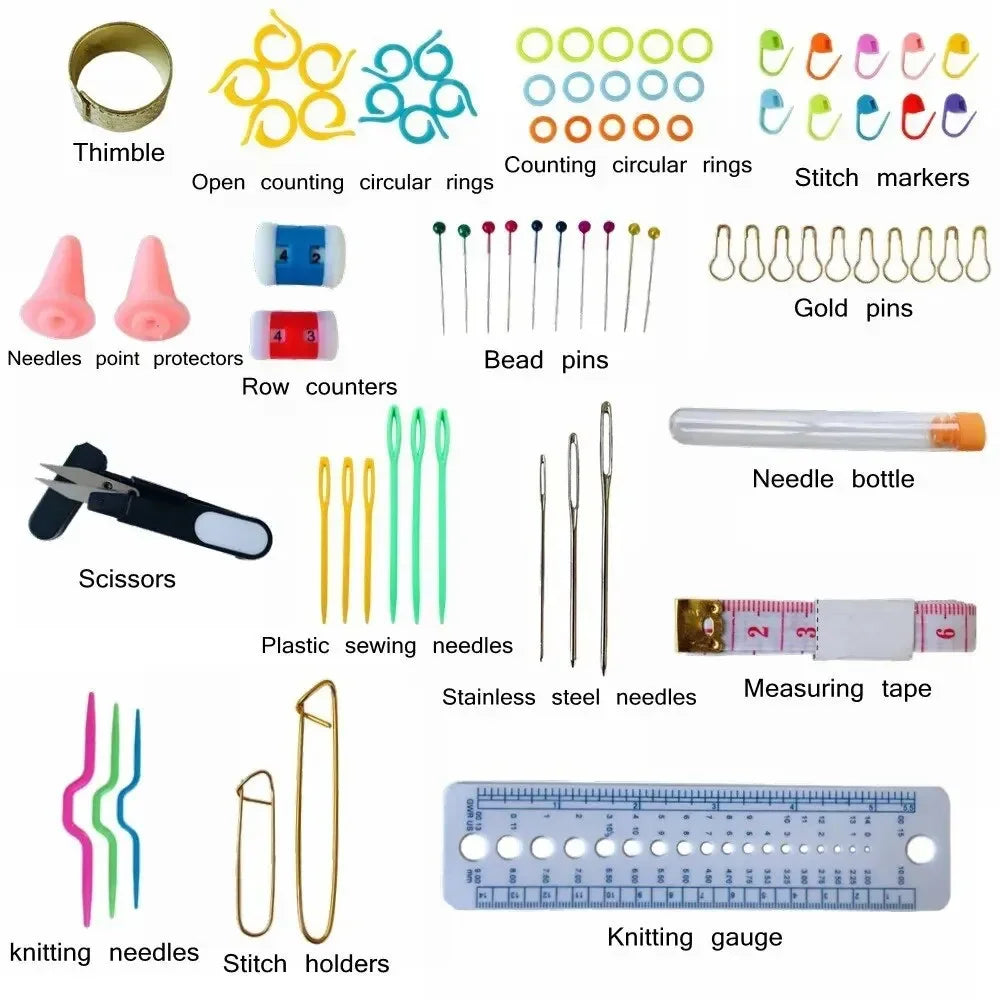 100 Piece Color Aluminum Crochet Hook Set Stainless Steel Knitting Craft Case Crochet Agulha Set Weaving Tools Sewing Tools