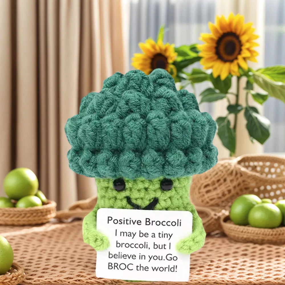 Positive Energy Pocket Hug Crochet Doll, Mini Handmade Knitted Plush Potato Turtle Vegetable Duck Funny Support Gift with Card