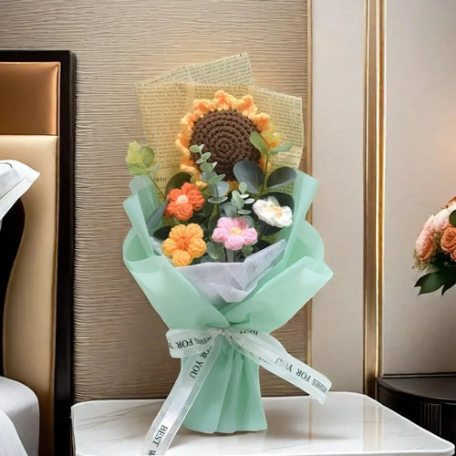 Artificial Flower Crochet Bouquet Eternal Flower Handmade Graduation Bouquet Mothers Day Birthday Gift Anniversary