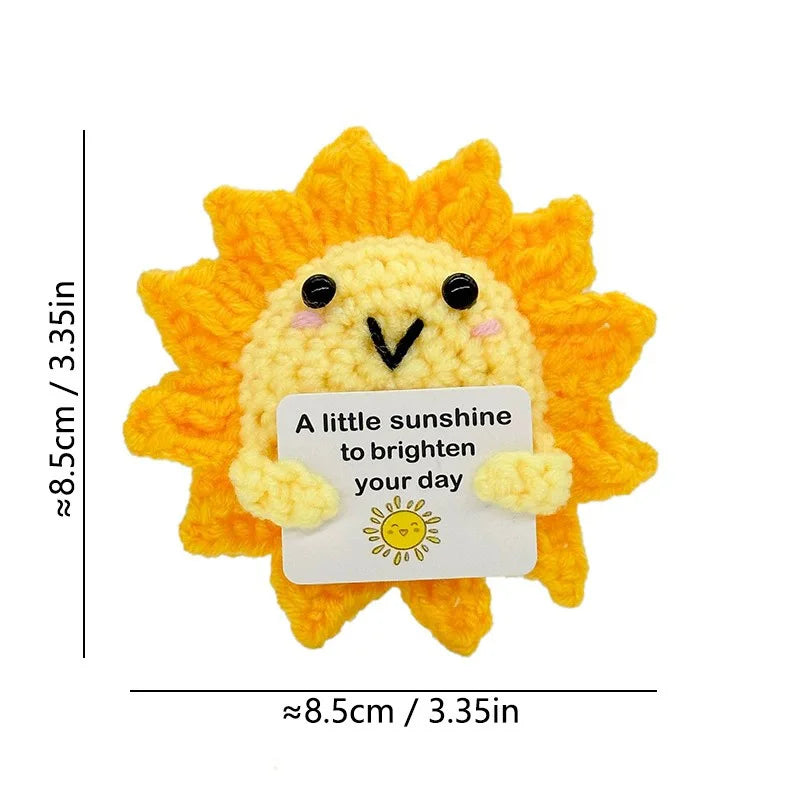 Positive Energy Pocket Hug Crochet Doll, Mini Handmade Knitted Plush Potato Turtle Vegetable Duck Funny Support Gift with Card