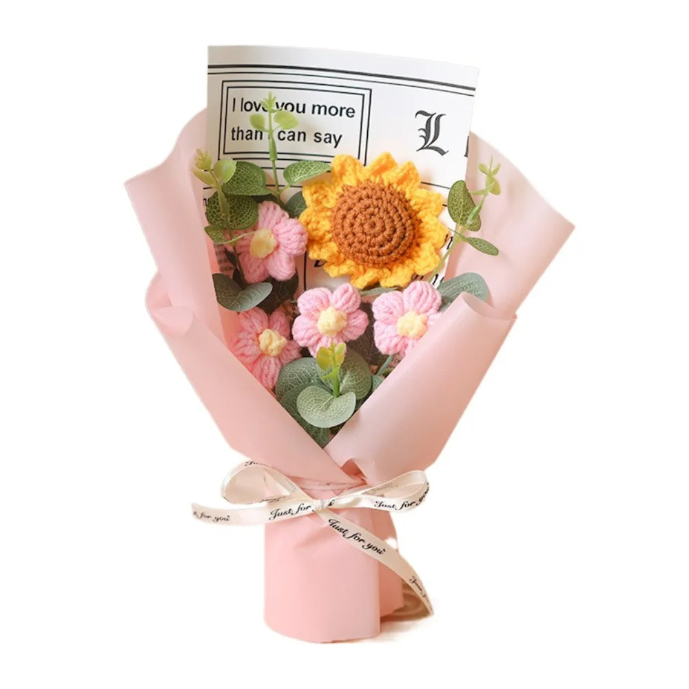 Artificial Flower Crochet Bouquet Eternal Flower Handmade Graduation Bouquet Mothers Day Birthday Gift Anniversary