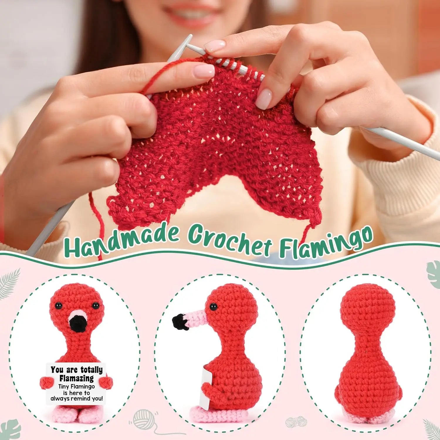 Positive Energy Pocket Hug Crochet Doll, Mini Handmade Knitted Plush Potato Turtle Vegetable Duck Funny Support Gift with Card