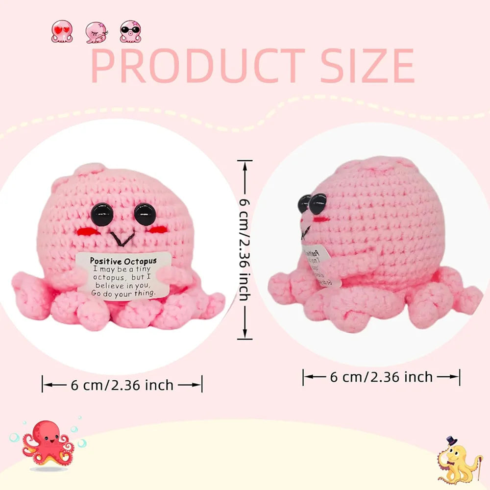 Positive Energy Pocket Hug Crochet Doll, Mini Handmade Knitted Plush Potato Turtle Vegetable Duck Funny Support Gift with Card