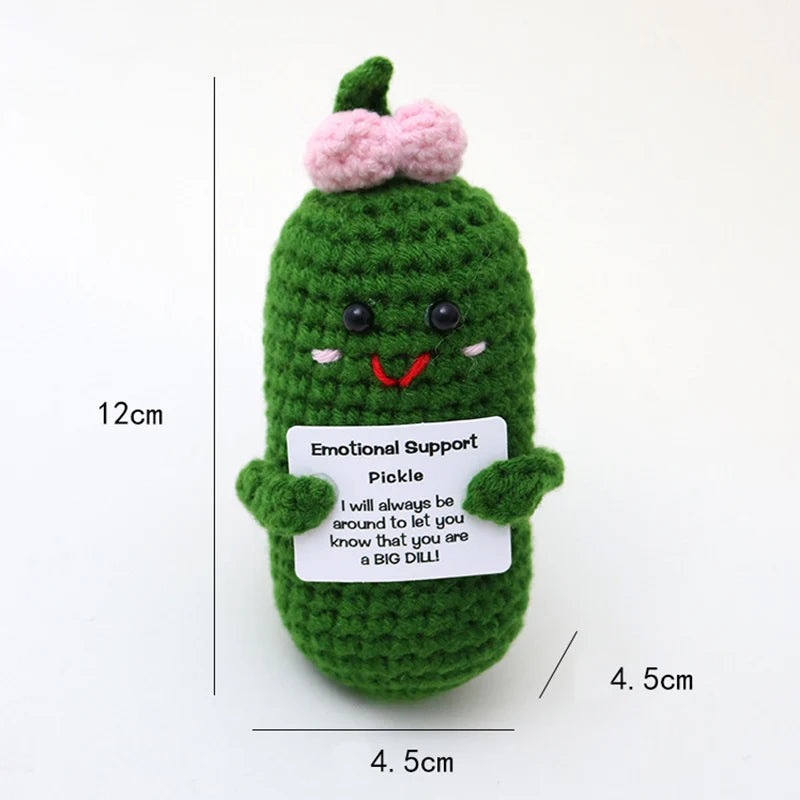 Positive Energy Pocket Hug Crochet Doll, Mini Handmade Knitted Plush Potato Turtle Vegetable Duck Funny Support Gift with Card