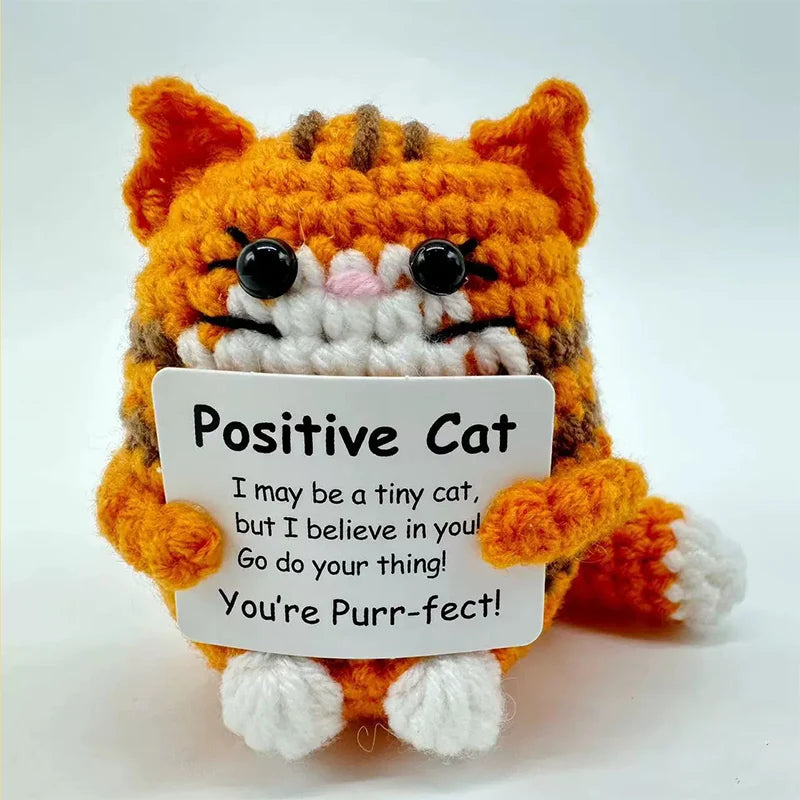 Positive Energy Pocket Hug Crochet Doll, Mini Handmade Knitted Plush Potato Turtle Vegetable Duck Funny Support Gift with Card