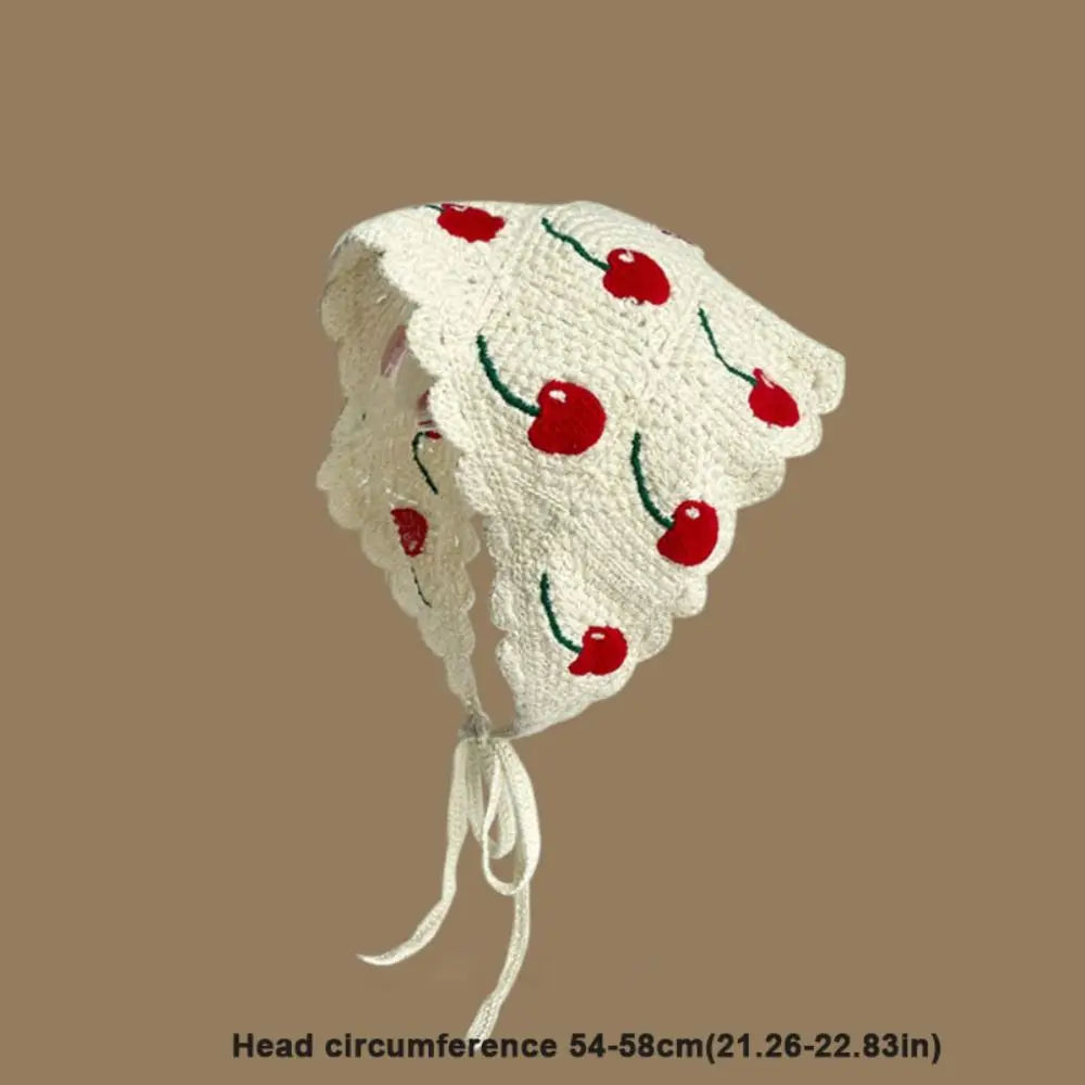 Retro Knitted Triangle Headband Crochet French Pastoral Style Girl Flower Headscarf Handmade Hollow Beach Vacation Headkerchief