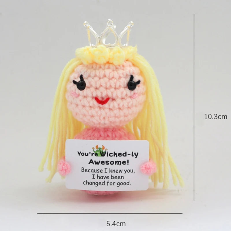 Positive Energy Pocket Hug Crochet Doll, Mini Handmade Knitted Plush Potato Turtle Vegetable Duck Funny Support Gift with Card