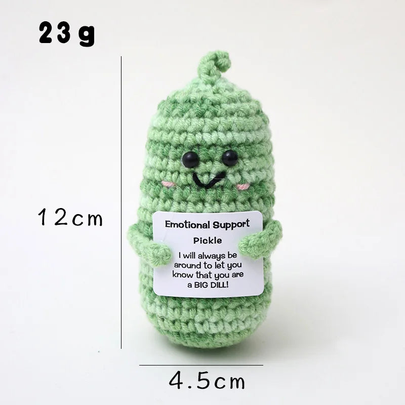 Positive Energy Pocket Hug Crochet Doll, Mini Handmade Knitted Plush Potato Turtle Vegetable Duck Funny Support Gift with Card