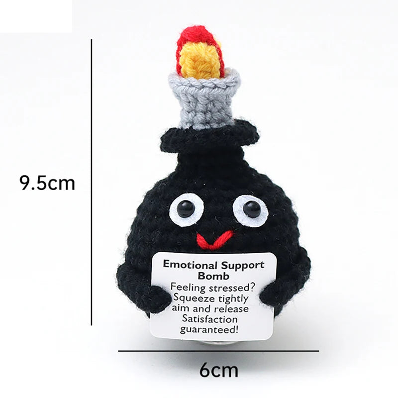 Positive Energy Pocket Hug Crochet Doll, Mini Handmade Knitted Plush Potato Turtle Vegetable Duck Funny Support Gift with Card