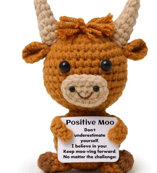 Positive Energy Pocket Hug Crochet Doll, Mini Handmade Knitted Plush Potato Turtle Vegetable Duck Funny Support Gift with Card