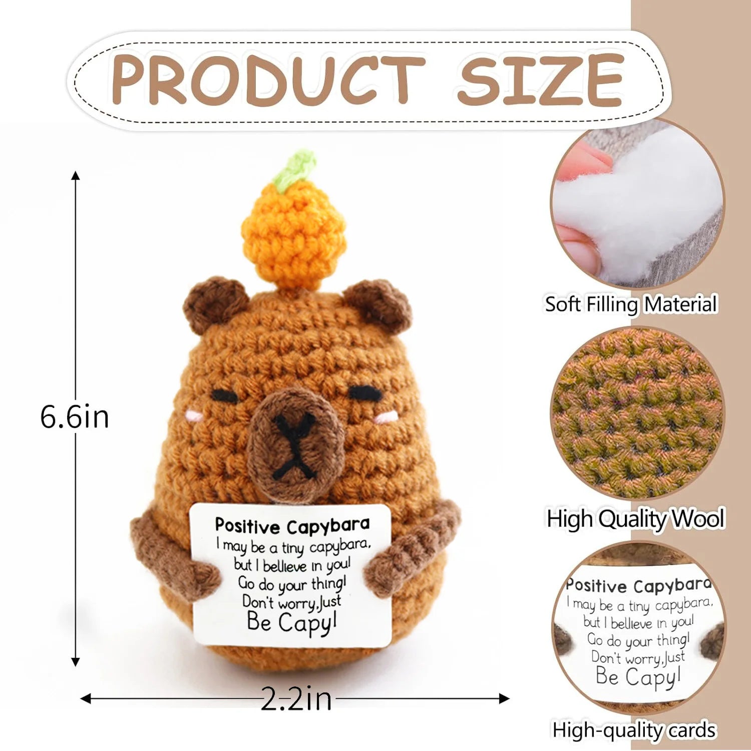 Positive Energy Pocket Hug Crochet Doll, Mini Handmade Knitted Plush Potato Turtle Vegetable Duck Funny Support Gift with Card