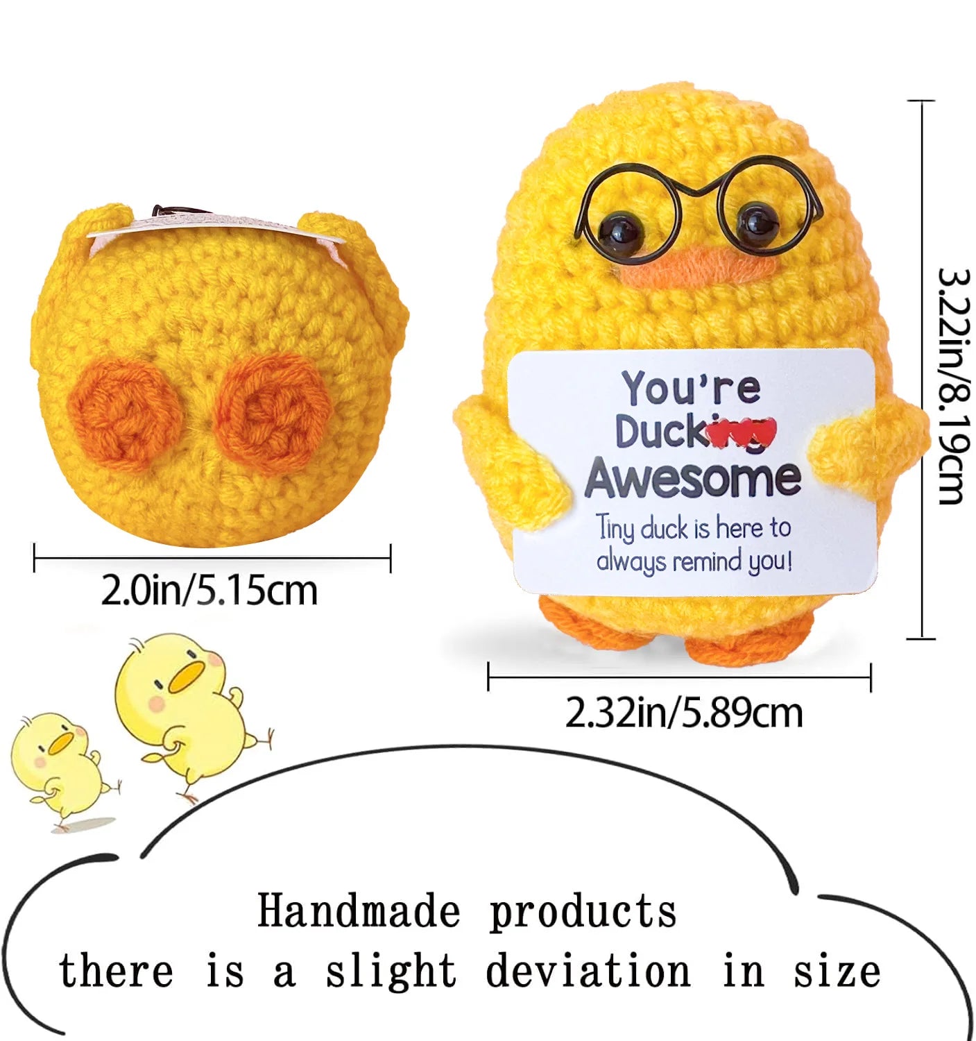 Positive Energy Pocket Hug Crochet Doll, Mini Handmade Knitted Plush Potato Turtle Vegetable Duck Funny Support Gift with Card