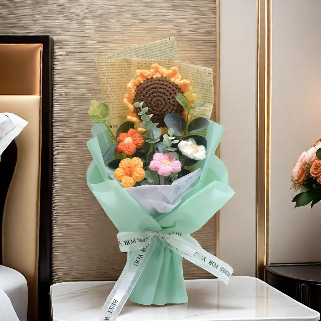 Artificial Flower Crochet Bouquet Eternal Flower Handmade Graduation Bouquet Mothers Day Birthday Gift Anniversary