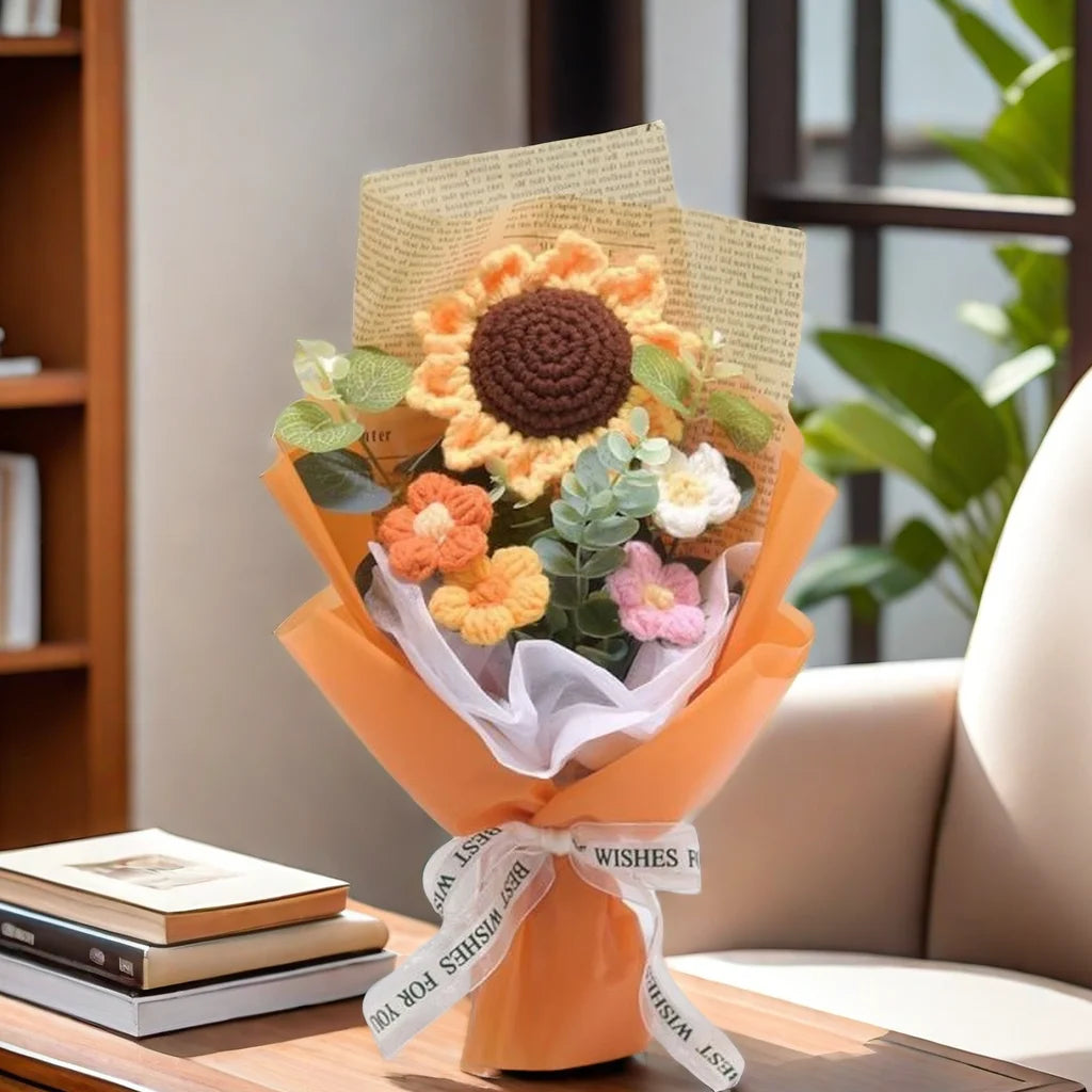 Artificial Flower Crochet Bouquet Eternal Flower Handmade Graduation Bouquet Mothers Day Birthday Gift Anniversary