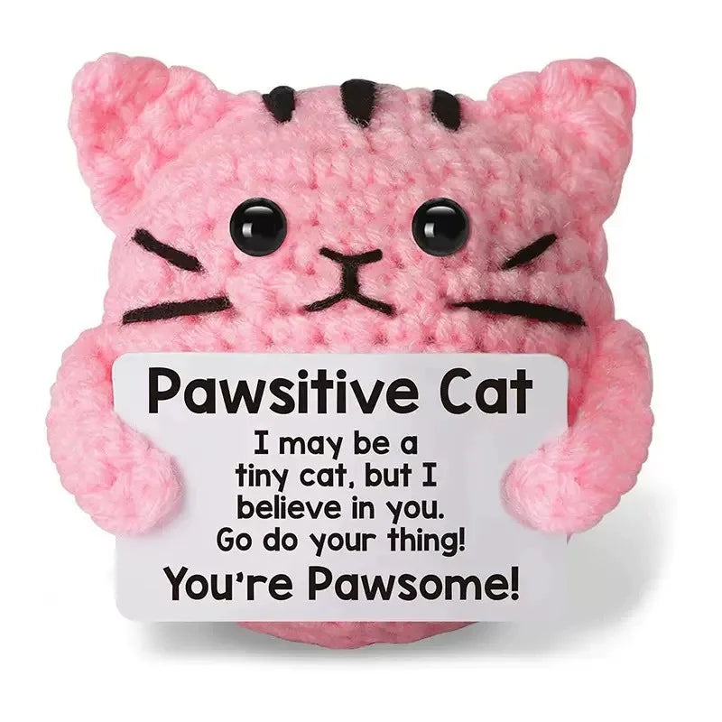 Positive Energy Pocket Hug Crochet Doll, Mini Handmade Knitted Plush Potato Turtle Vegetable Duck Funny Support Gift with Card