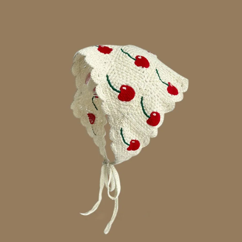 Retro Knitted Triangle Headband Crochet French Pastoral Style Girl Flower Headscarf Handmade Hollow Beach Vacation Headkerchief