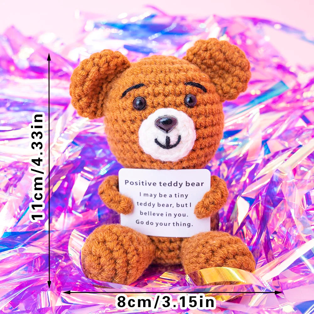 Positive Energy Pocket Hug Crochet Doll, Mini Handmade Knitted Plush Potato Turtle Vegetable Duck Funny Support Gift with Card