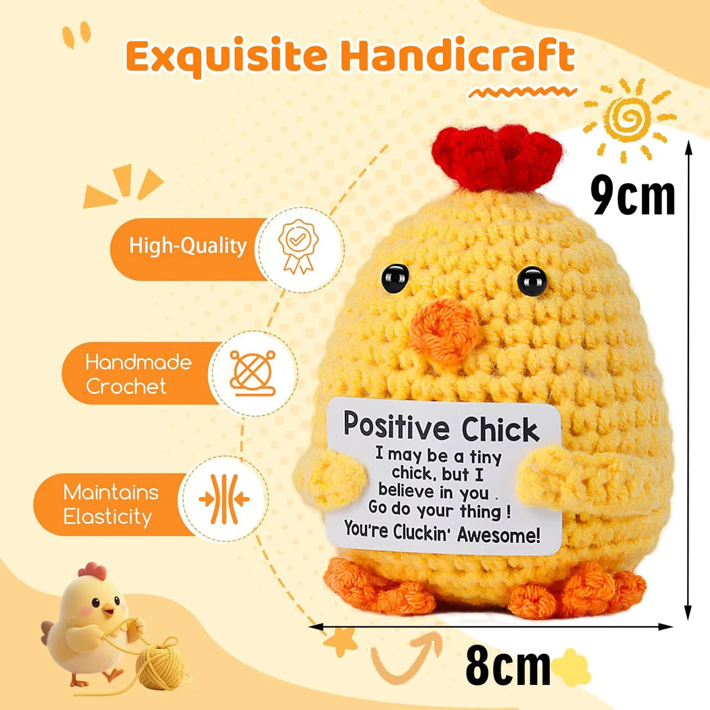 Positive Energy Pocket Hug Crochet Doll, Mini Handmade Knitted Plush Potato Turtle Vegetable Duck Funny Support Gift with Card
