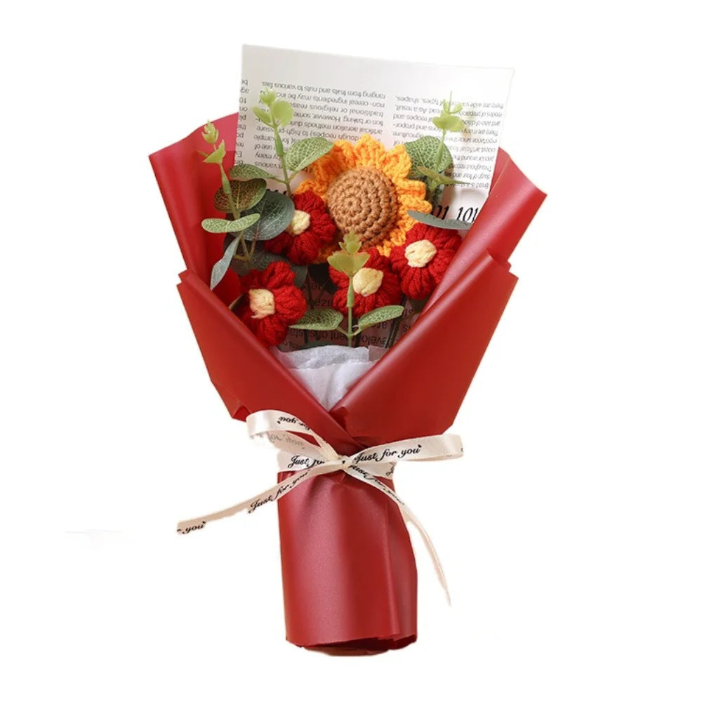 Artificial Flower Crochet Bouquet Eternal Flower Handmade Graduation Bouquet Mothers Day Birthday Gift Anniversary