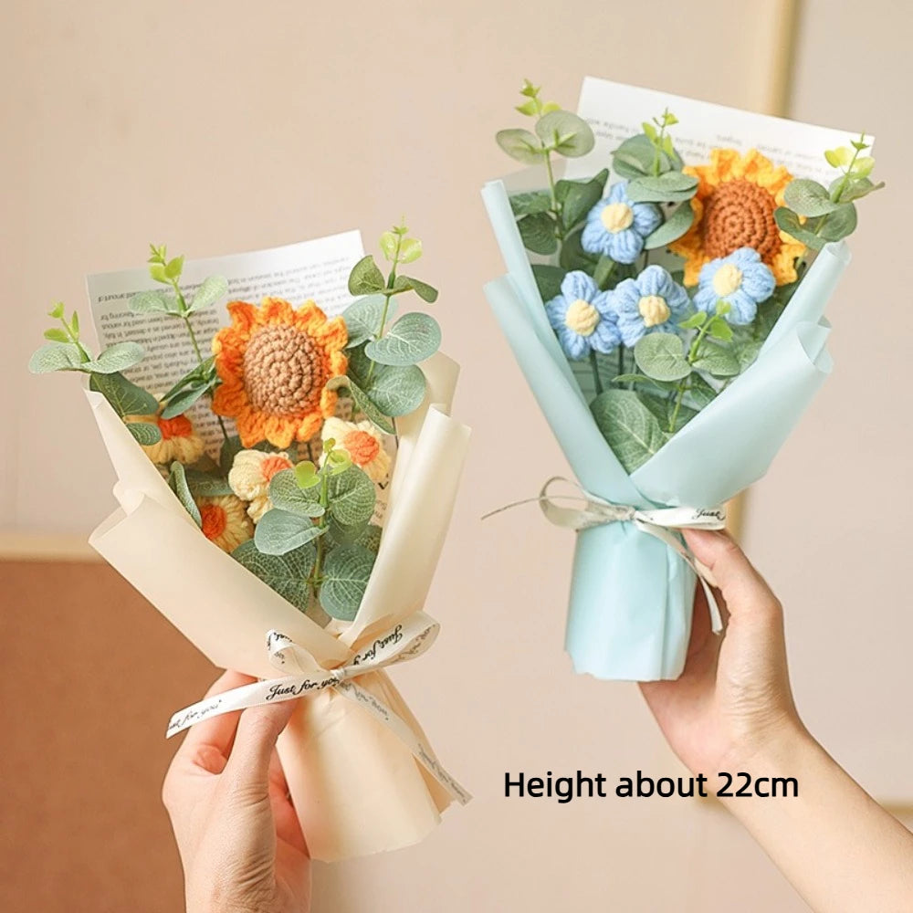 Artificial Flower Crochet Bouquet Eternal Flower Handmade Graduation Bouquet Mothers Day Birthday Gift Anniversary