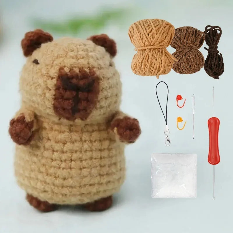 Capybara crochet Kit, Cute Animal Crochet Kit set, Christmas Gift, Crochet kit for Beginners, Crochet Kit for craft lovers