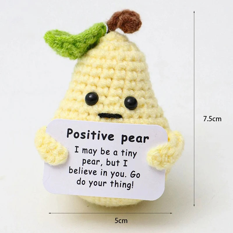 Positive Energy Pocket Hug Crochet Doll, Mini Handmade Knitted Plush Potato Turtle Vegetable Duck Funny Support Gift with Card