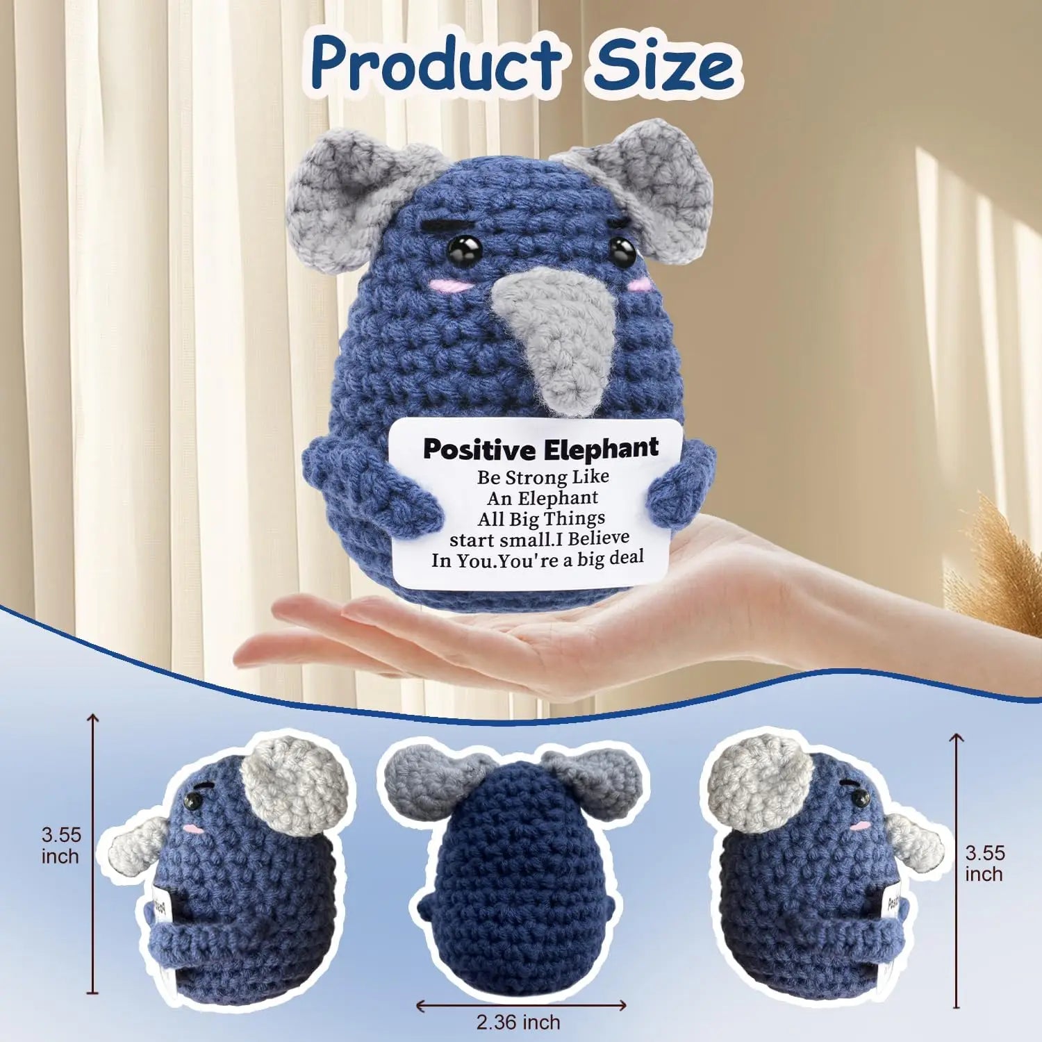 Positive Energy Pocket Hug Crochet Doll, Mini Handmade Knitted Plush Potato Turtle Vegetable Duck Funny Support Gift with Card