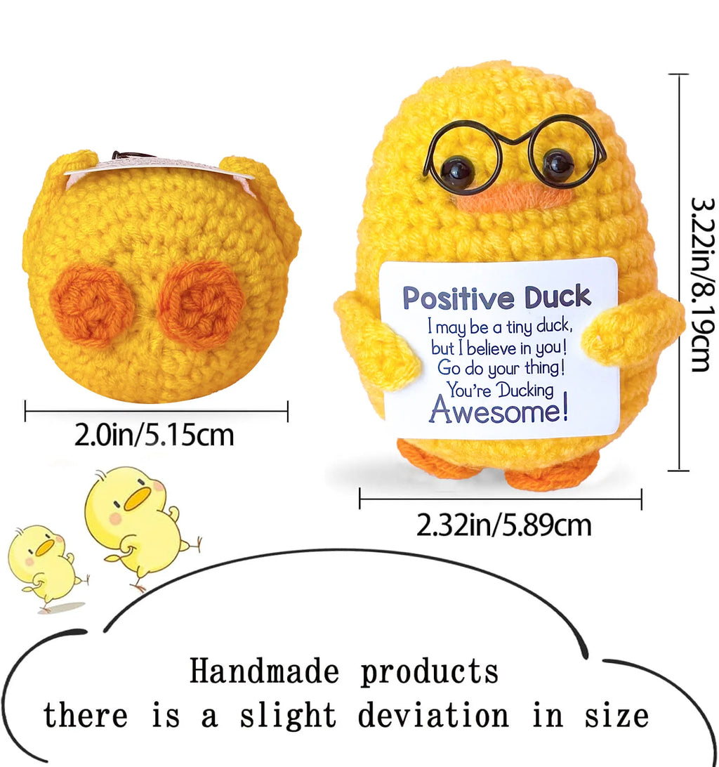 Positive Energy Pocket Hug Crochet Doll, Mini Handmade Knitted Plush Potato Turtle Vegetable Duck Funny Support Gift with Card